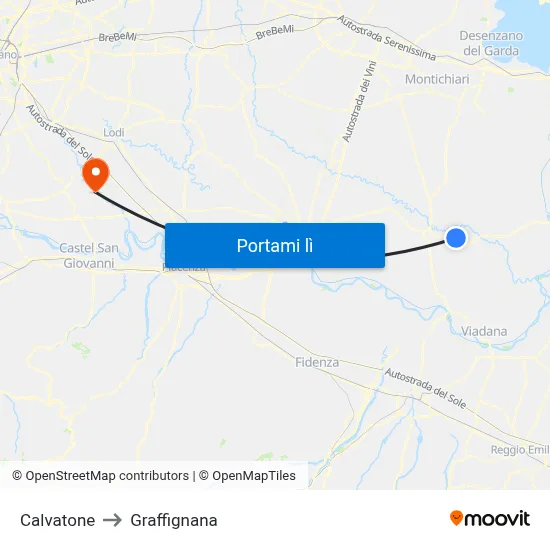 Calvatone to Graffignana map