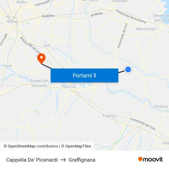 Cappella De' Picenardi to Graffignana map