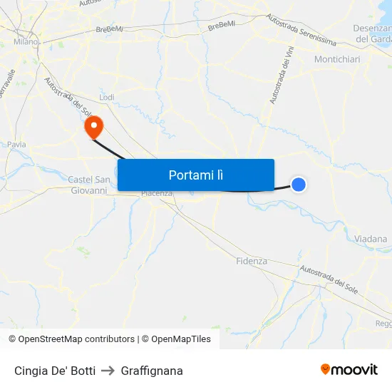 Cingia De' Botti to Graffignana map