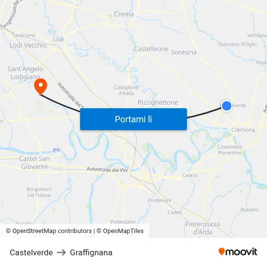 Castelverde to Graffignana map