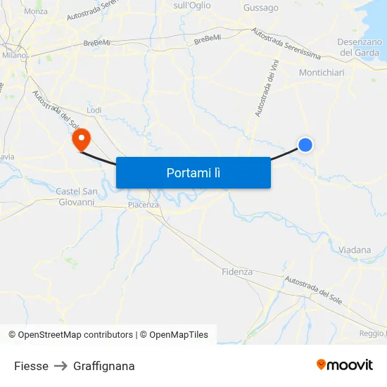 Fiesse to Graffignana map