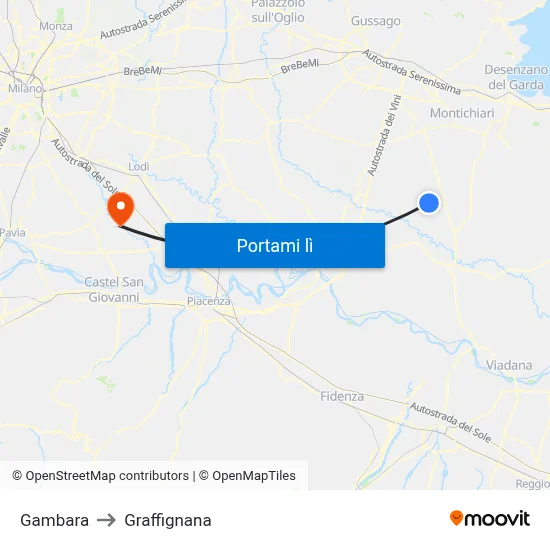 Gambara to Graffignana map