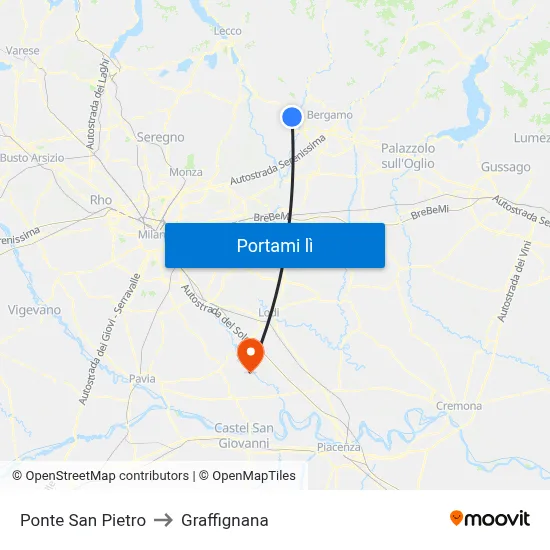 Ponte San Pietro to Graffignana map