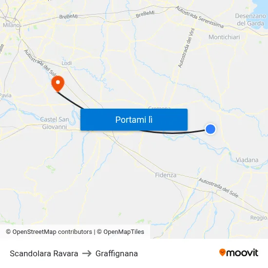 Scandolara Ravara to Graffignana map