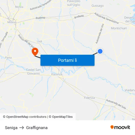 Seniga to Graffignana map