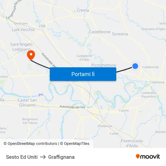 Sesto Ed Uniti to Graffignana map