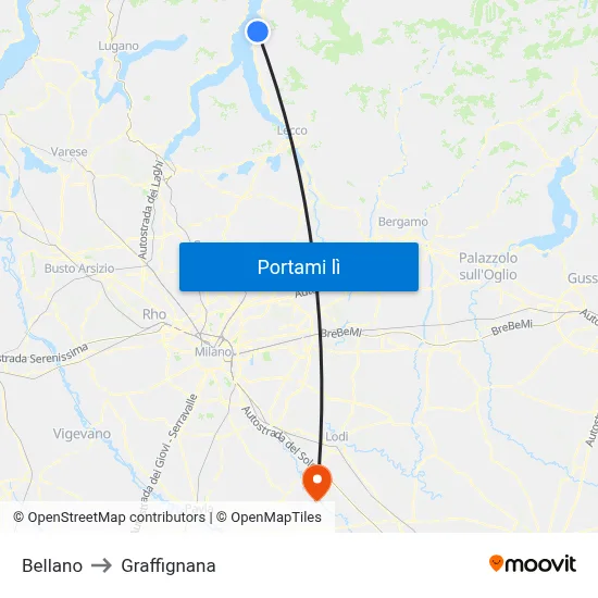 Bellano to Graffignana map