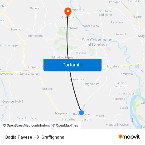 Badia Pavese to Graffignana map