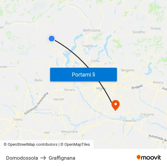 Domodossola to Graffignana map