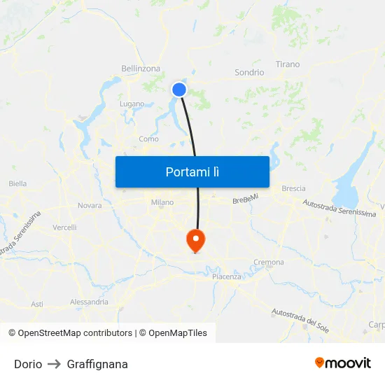 Dorio to Graffignana map