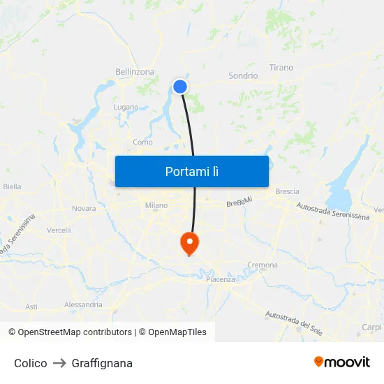 Colico to Graffignana map