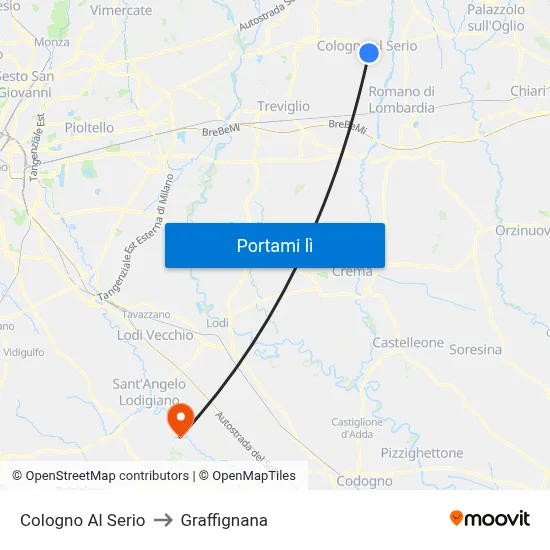 Cologno Al Serio to Graffignana map