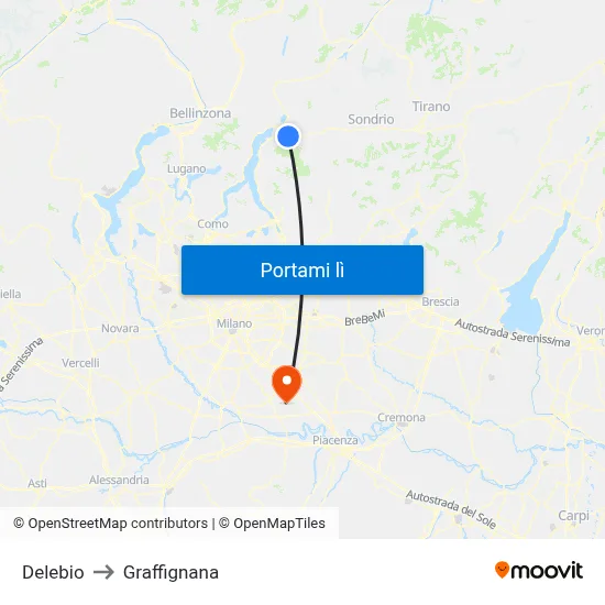 Delebio to Graffignana map
