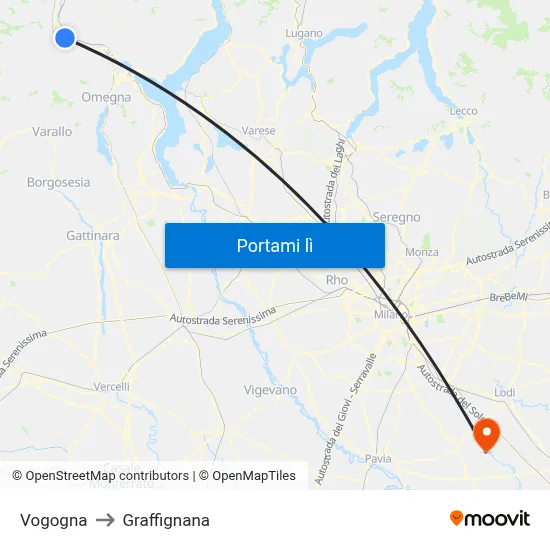 Vogogna to Graffignana map