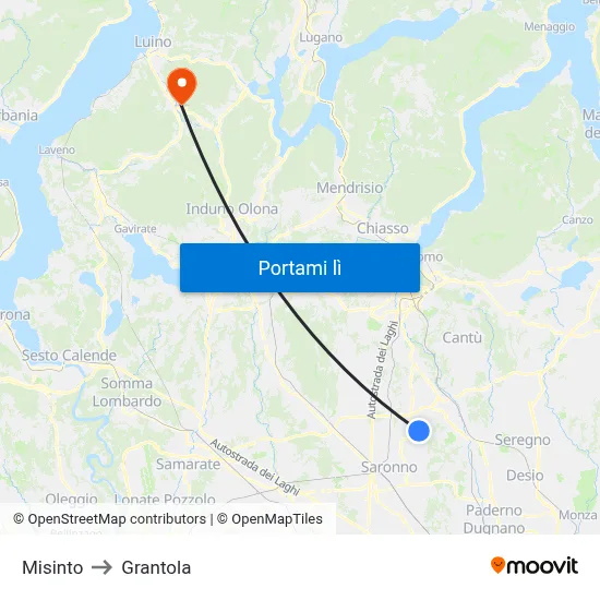 Misinto to Grantola map