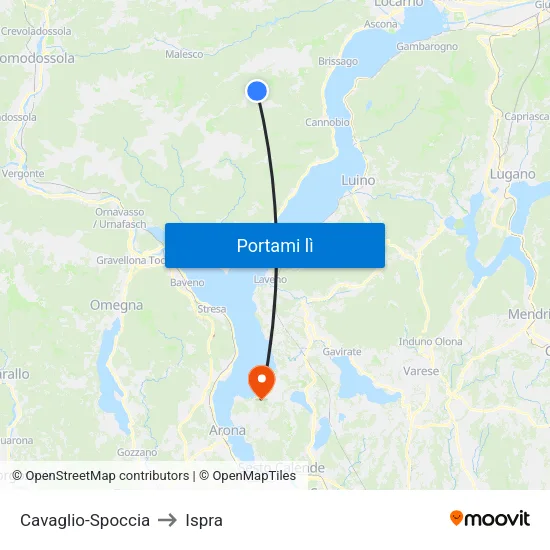 Cavaglio-Spoccia to Ispra map