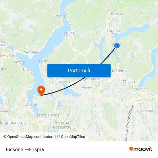 Bissone to Ispra map