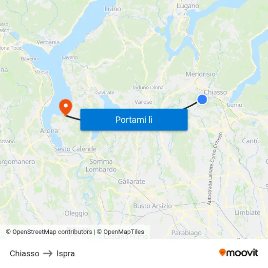 Chiasso to Ispra map