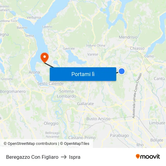 Beregazzo Con Figliaro to Ispra map