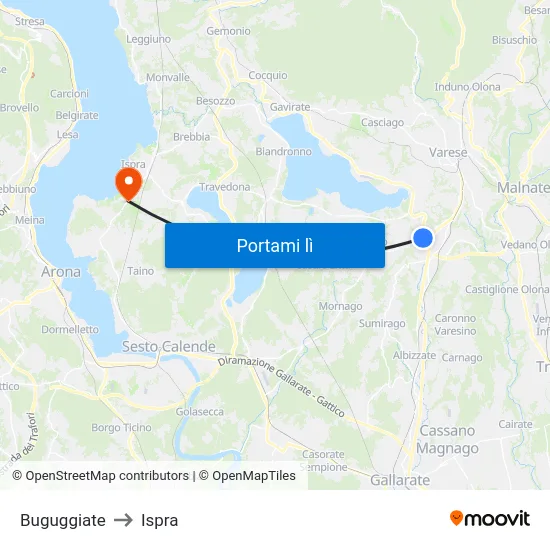 Buguggiate to Ispra map