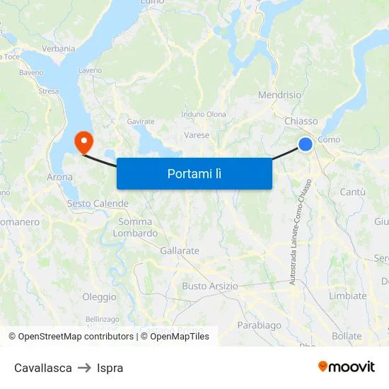 Cavallasca to Ispra map