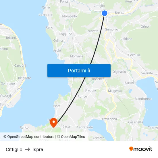 Cittiglio to Ispra map