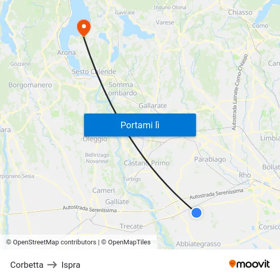 Corbetta to Ispra map