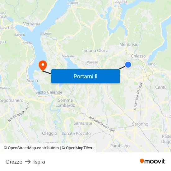 Drezzo to Ispra map
