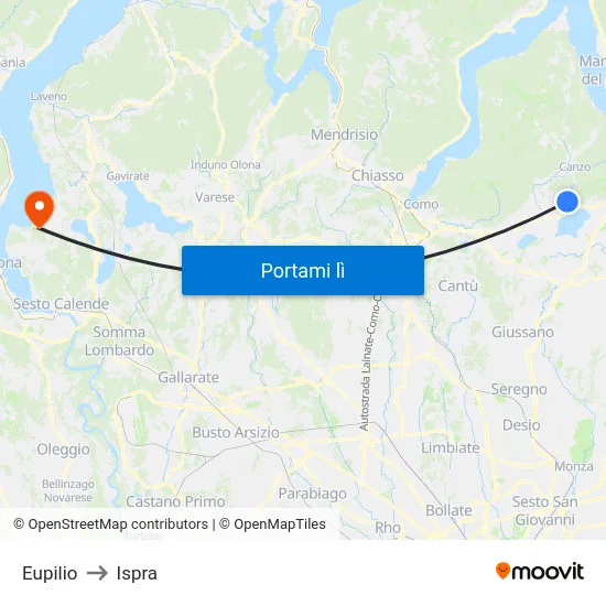 Eupilio to Ispra map