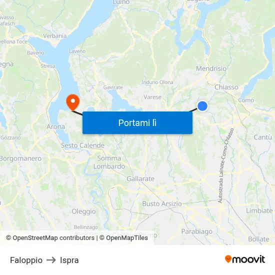 Faloppio to Ispra map