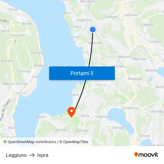 Leggiuno to Ispra map