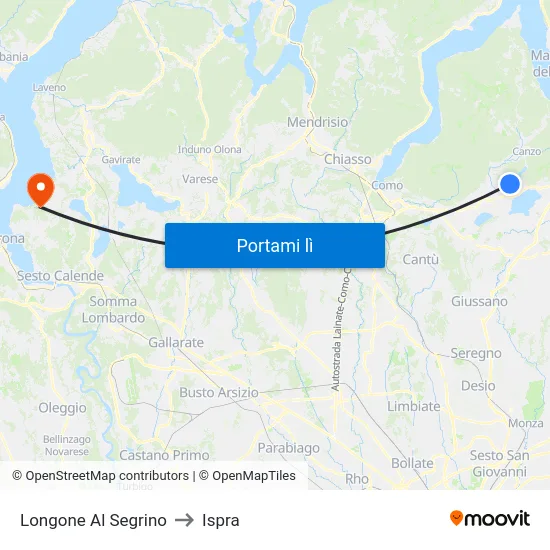 Longone Al Segrino to Ispra map