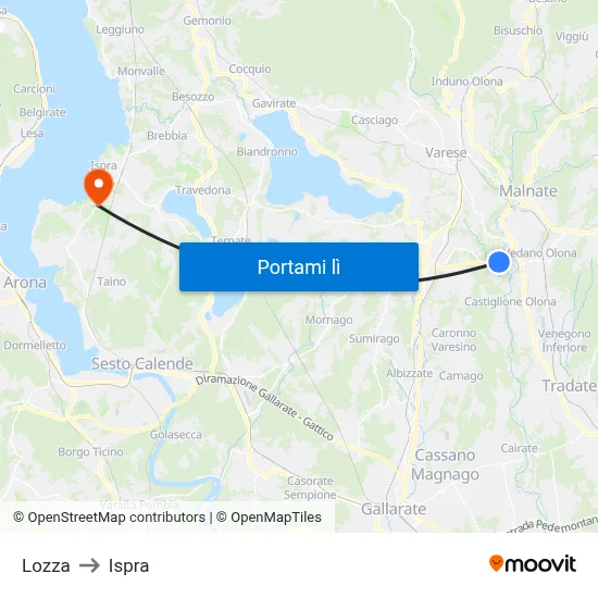 Lozza to Ispra map