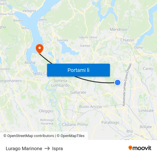 Lurago Marinone to Ispra map