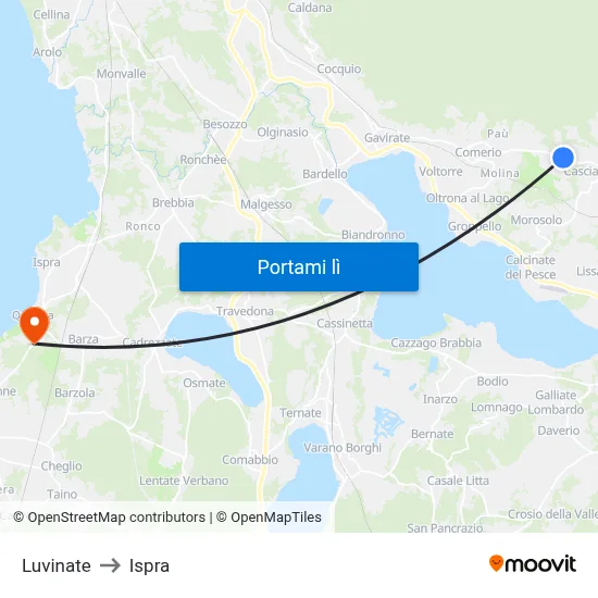 Luvinate to Ispra map