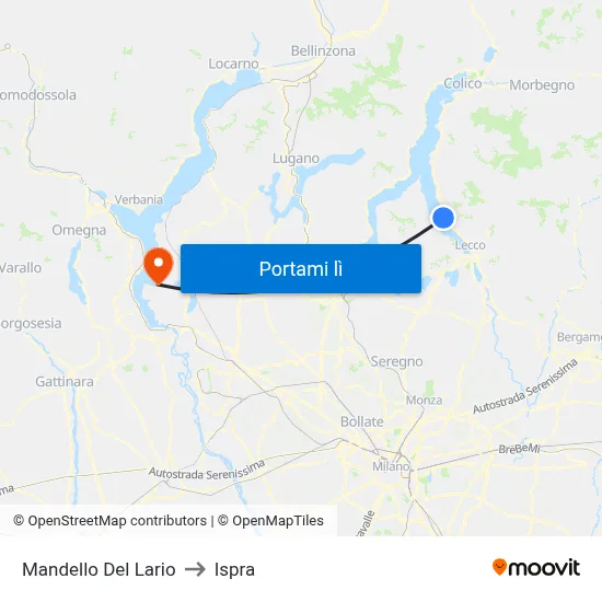 Mandello Del Lario to Ispra map