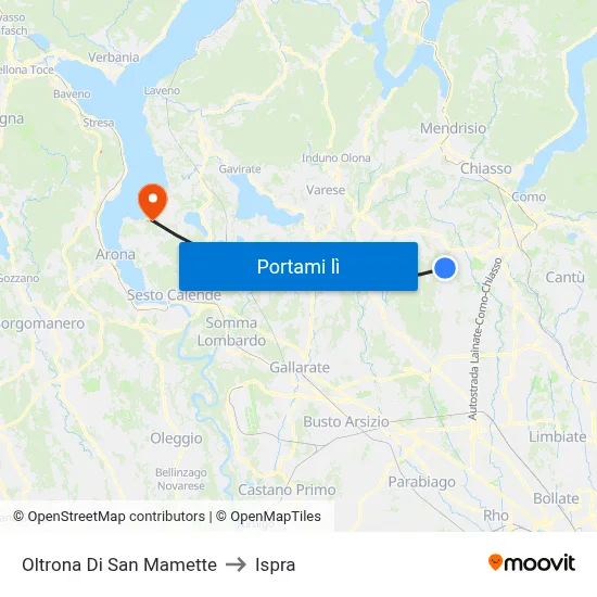 Oltrona Di San Mamette to Ispra map