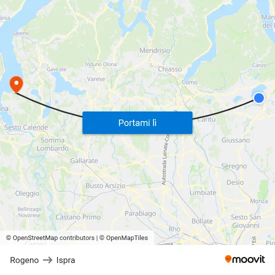 Rogeno to Ispra map