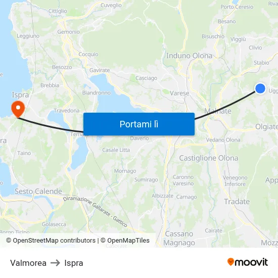 Valmorea to Ispra map