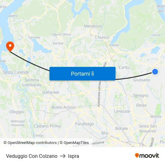 Veduggio Con Colzano to Ispra map