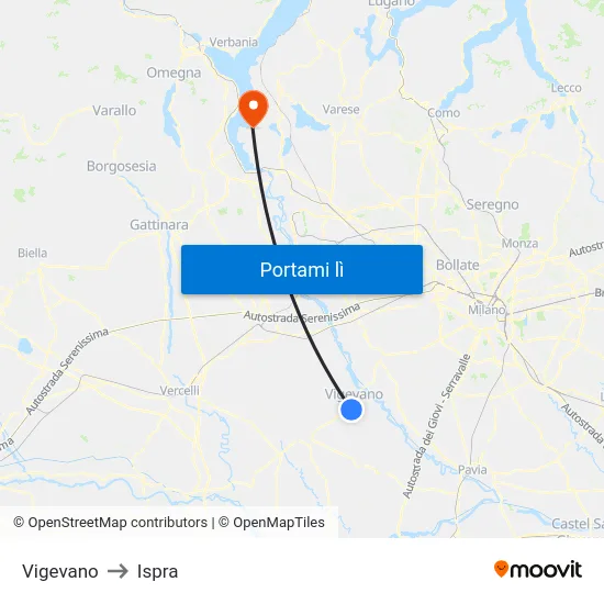 Vigevano to Ispra map