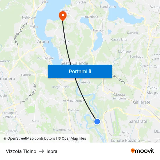Vizzola Ticino to Ispra map