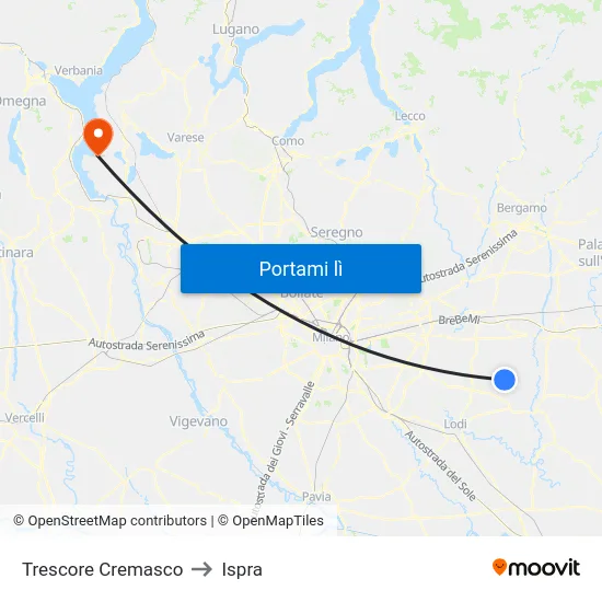 Trescore Cremasco to Ispra map