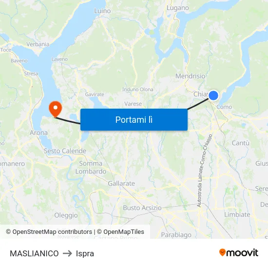 MASLIANICO to Ispra map