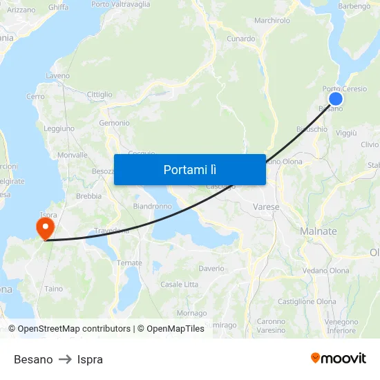 Besano to Ispra map