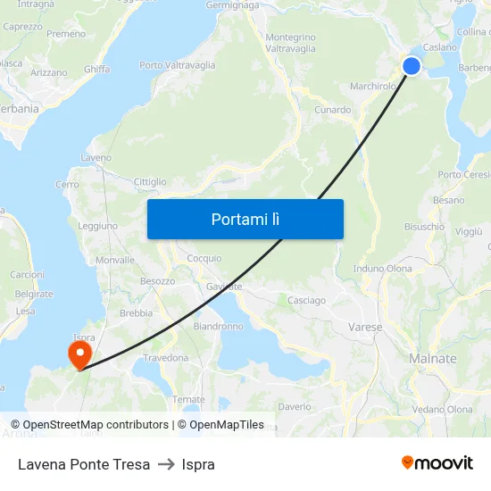 Lavena Ponte Tresa to Ispra map