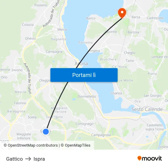 Gattico to Ispra map