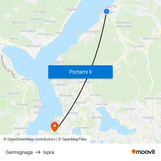 Germignaga to Ispra map