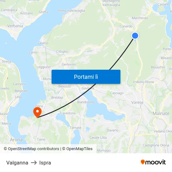 Valganna to Ispra map