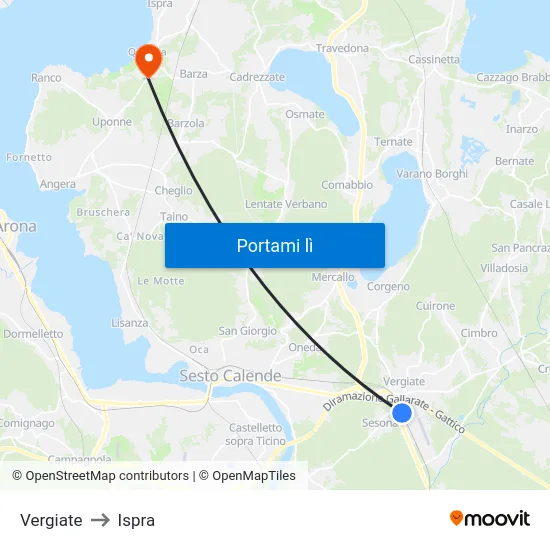 Vergiate to Ispra map